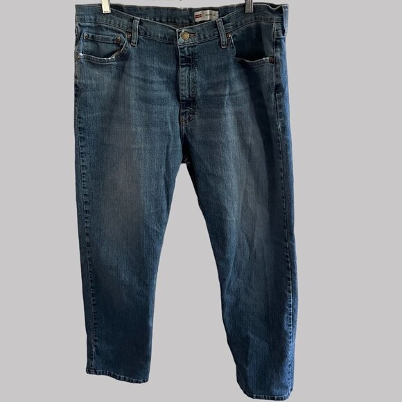 Mens 38x32 Wrangler Distressed‎ Relaxed Fit 90s Blue Gunshot Style - Picture 5 of 12